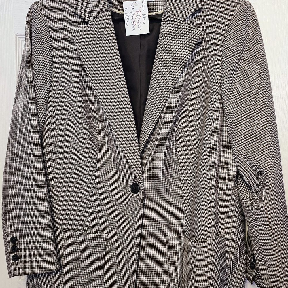 Calvin Klein Black and White Patterned Blazer